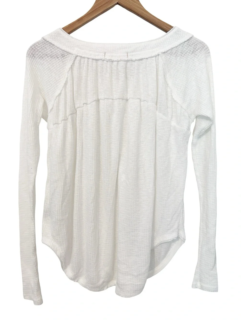 We The Free Waffle-Knit Must Have Henley Tee Ivory White S